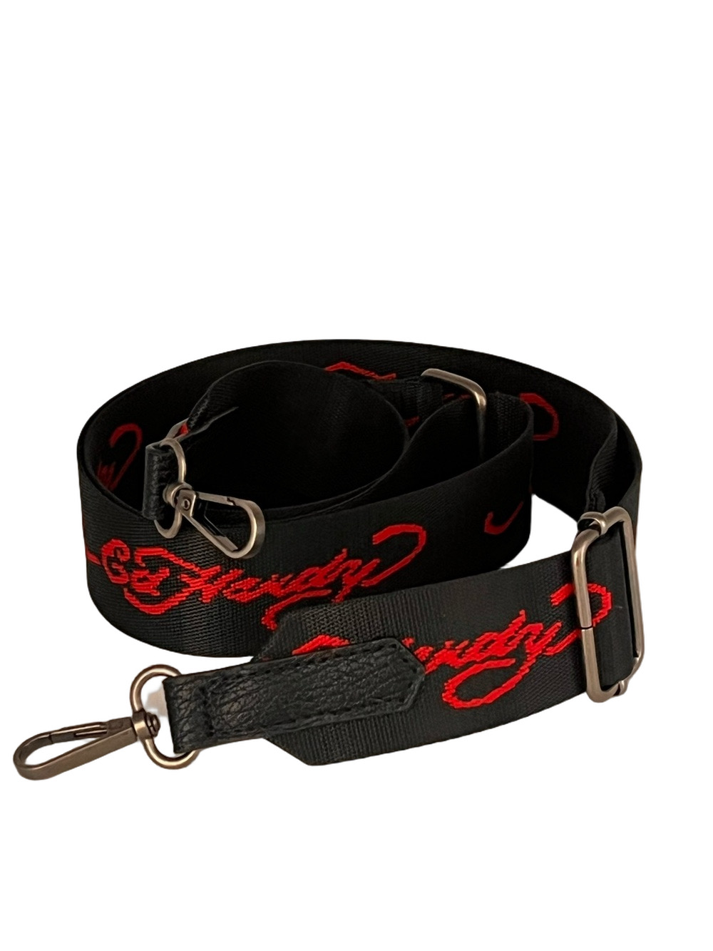 Ed Hardy Black Red Woven Shoulder Replacement Adjustable Strap Bags Silver 1 1/2